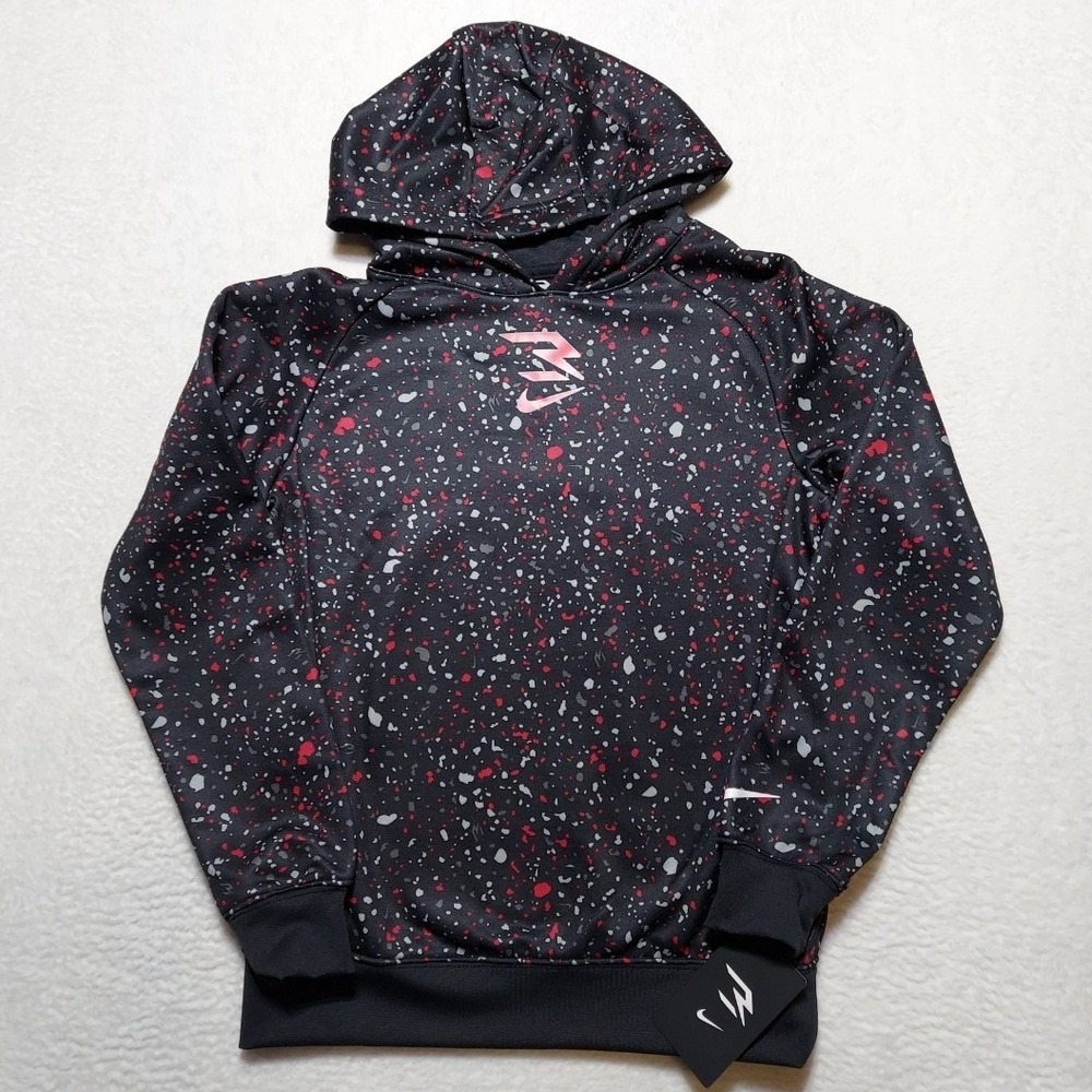 Nike 3BRAND Hoodie Boys Medium Black Paint Splatter Russell Wilson 9Q1297-023